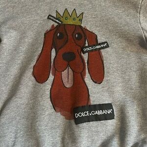 Dolce & Gabbana Gray Sweatshirt with Dog Print